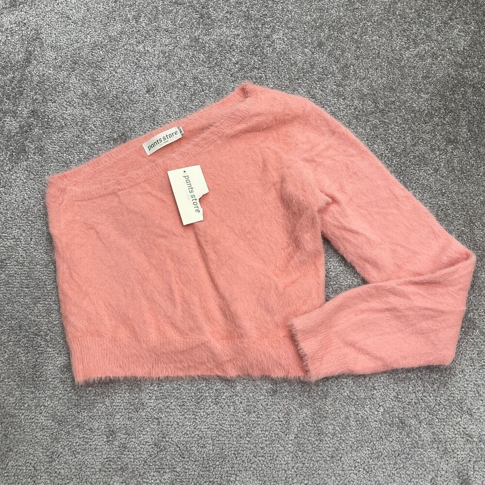 Pants Store Asymmetrical One Sleeve Sweater Womens Large Pink Nylon Soft NWT New